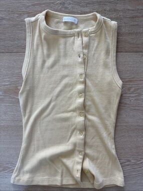 Kookai butter yellow  Ribbed Button Tank